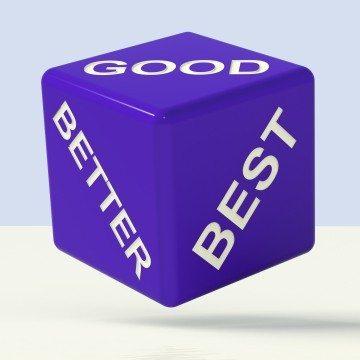 good better best dice representing ratings and improvement