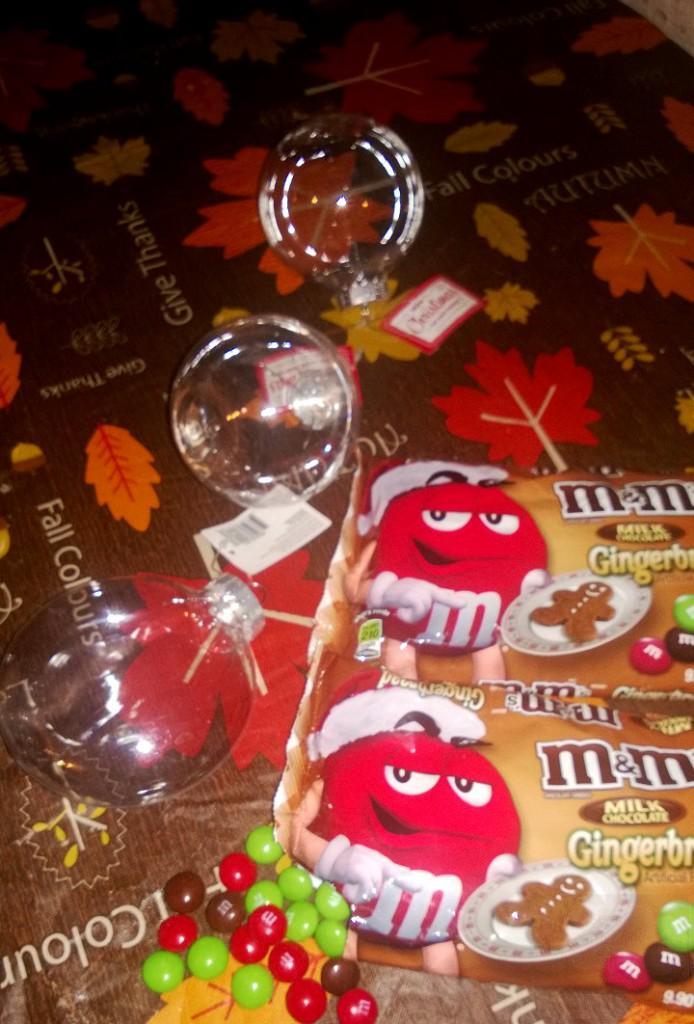 M&M and Decorations sitting out on table