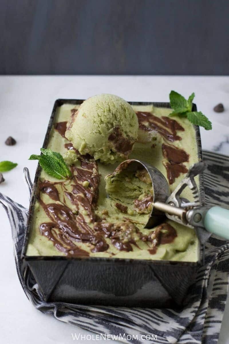 Fresh Mint Ice Cream with Ganache Swirl