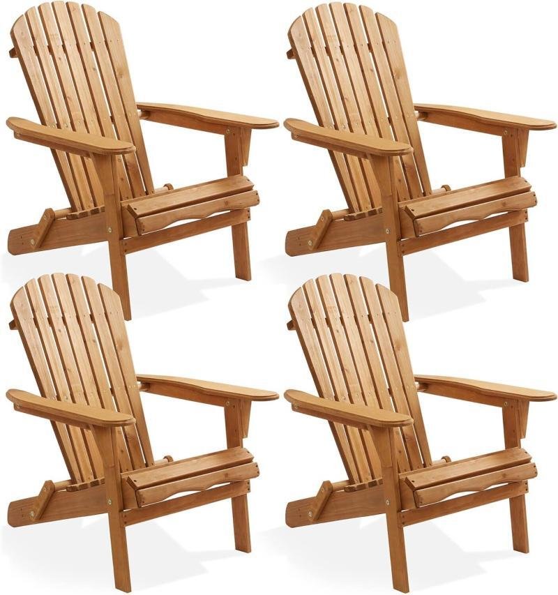 Casafield Folding Adirondack Cedar Lounge Chair Set