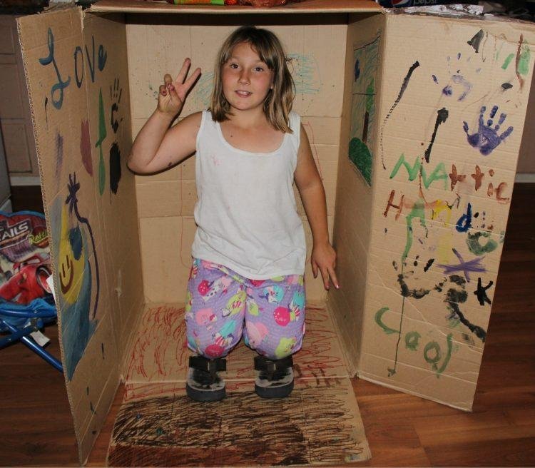 kids and boxes