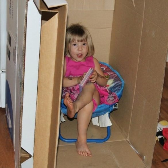 kids having fun with a box